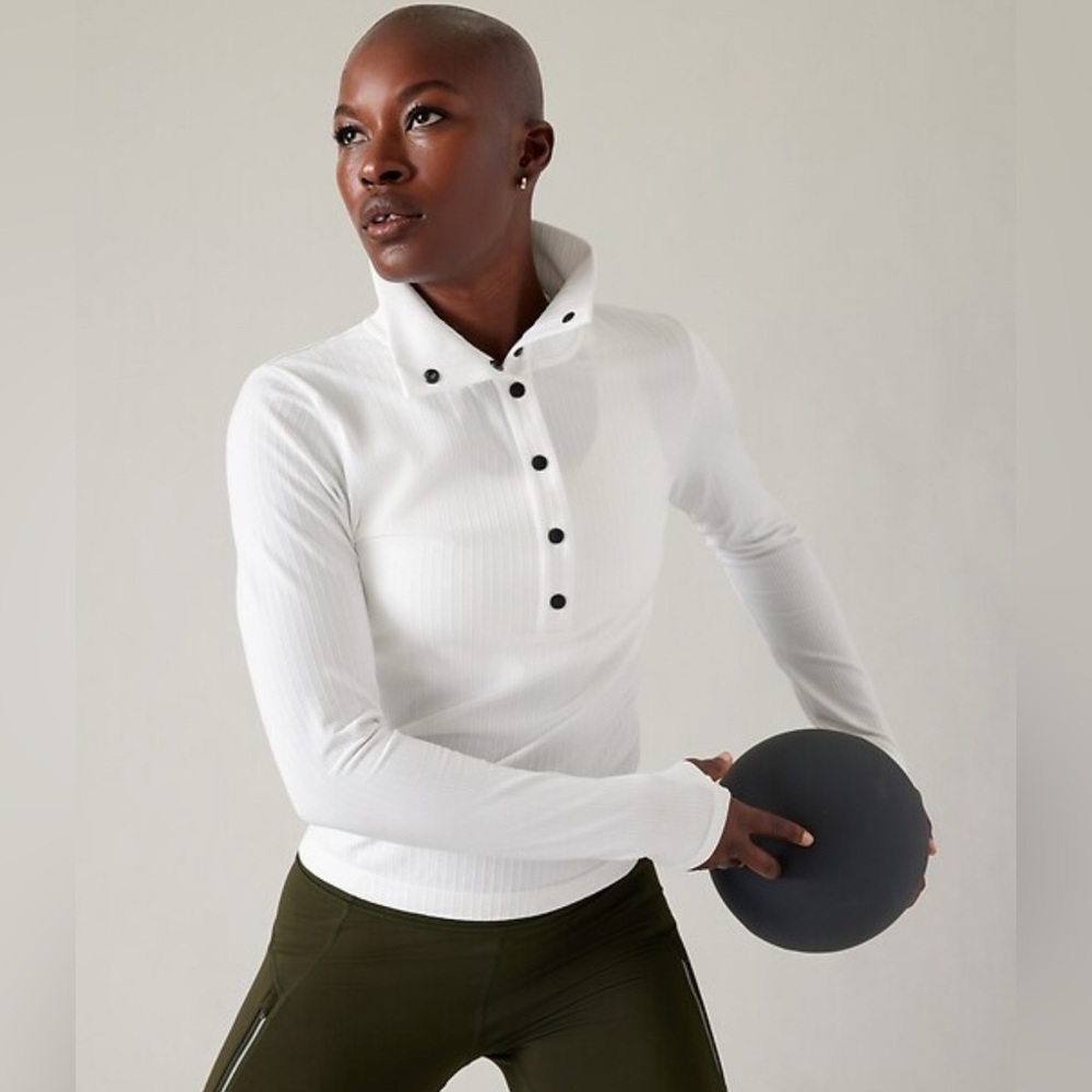 Athleta Flurry Seamless Henley bright white XL